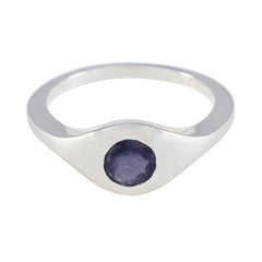 Victoria Modern Blue Solitaire Ring Iolite Blue