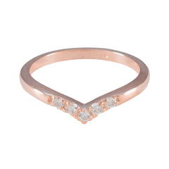 Haruka rose gold chevron ring with five white stones white gemstone penta ring elegant V shaped band