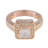 Genesis White Halo Engagement Ring in Rose Gold White CZ White