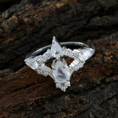 Carla White Halo Ring with Pear-Shaped Gemstones
