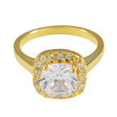 Ananya gold white halo ring for women with cushion-cut center stone and surrounding diamonds