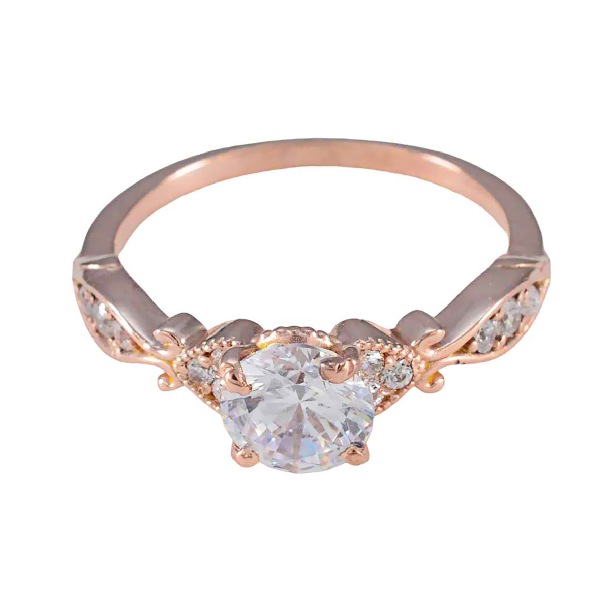 Hanna White Halo Ring for Women Rose Gold Accent White CZ White