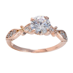 Hanna White Halo Ring for Women Rose Gold Accent