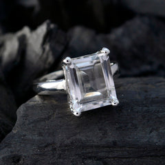 Charlotte White Solitaire Ring for Women with Square Gem