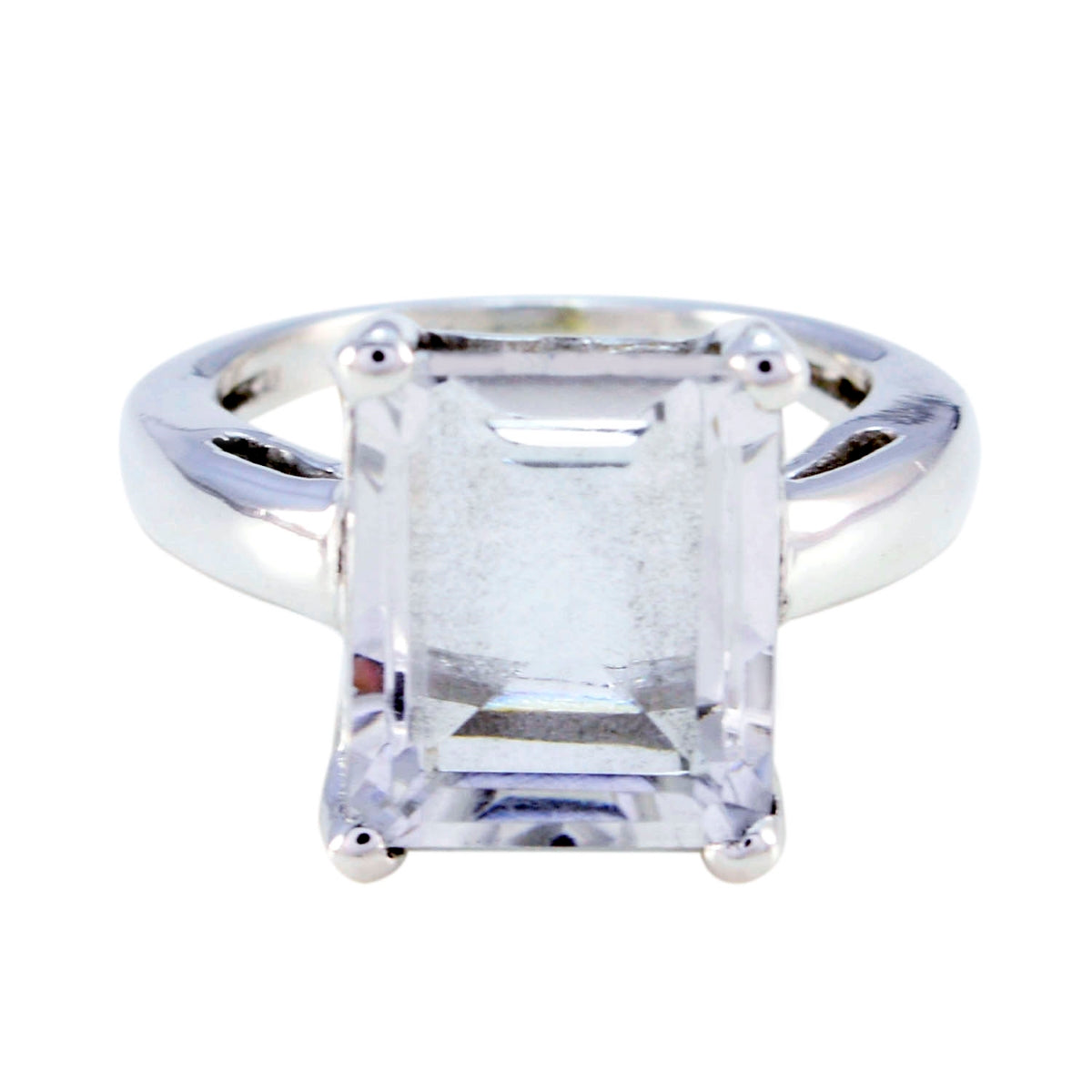 Charlotte White Solitaire Ring for Women with Square Gem Crystal Quartz White