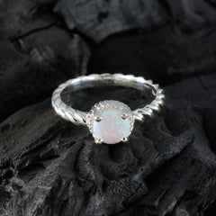 Isabel White Solitaire Ring India with Opal Gemstone