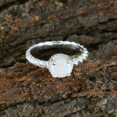 Isabel White Solitaire Ring India with Opal Gemstone
