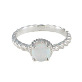 Isabel White Solitaire Ring India with Opal Gemstone Created Opal White
