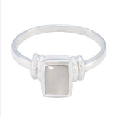 Ayesha Sophisticated White Solitaire Ring Rainbow Moonstone White
