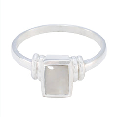 Ayesha Sophisticated White Solitaire Ring Rainbow Moonstone White