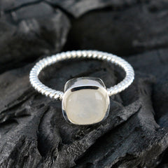 Dewi White Solitaire Ring with Elegant Beaded Band
