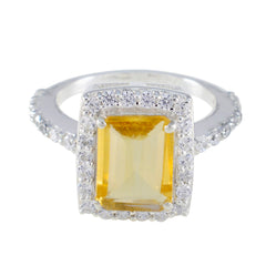 Lakshmi Yellow Gemstone Halo Ring with Diamond Accent Citrine Yellow