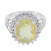 Maria Yellow Gemstone Halo Ring with Sparkling Accents Lemon Quartz Yellow