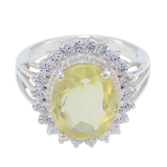 Maria Yellow Gemstone Halo Ring with Sparkling Accents Lemon Quartz Yellow