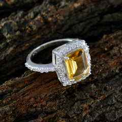 Lakshmi Yellow Gemstone Halo Ring with Diamond Accent