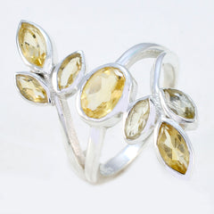 Antonia sterling silver yellow gemstone leaf ring with marquise and oval stones like leaves
