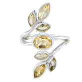Antonia silver vine ring with marquise and oval yellow stones in a yellow gemstone leaf ring design