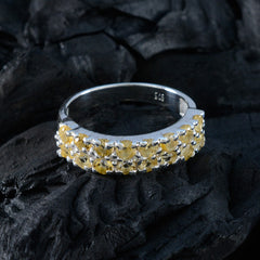 Priya sterling silver ring with clustered yellow stones yellow gemstone ring for women elegant everyday wear