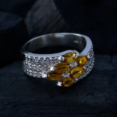 Teresa silver ring with yellow gemstones and small clear stones yellow gemstone ring for women