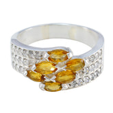 Teresa silver ring featuring multiple yellow gemstones and clear stones yellow gemstone ring for women