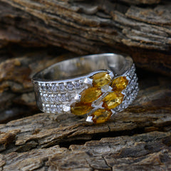 Teresa yellow gemstone ring for women with multiple marquise yellow stones and small clear crystals