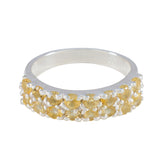 Priya sterling silver band yellow gemstone ring for women with double row of faceted yellow stones