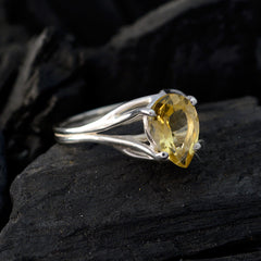 Teresa Yellow Gemstone Solitaire Ring in Sterling Silver