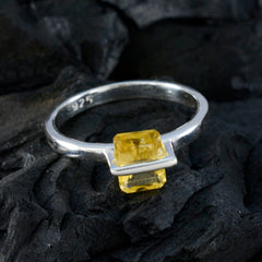 Emma Yellow Gemstone Solitaire Ring in Silver