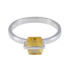 Emma Yellow Gemstone Solitaire Ring in Silver Citrine Yellow