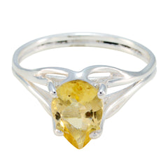 Teresa Yellow Gemstone Solitaire Ring in Sterling Silver Citrine Yellow