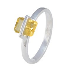 Emma Yellow Gemstone Solitaire Ring in Silver