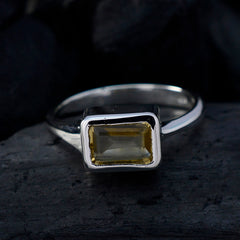 Isabelle Yellow Solitaire Gemstone Ring in Silver