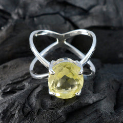 Meera Yellow Solitaire Gemstone Ring with Silver Band