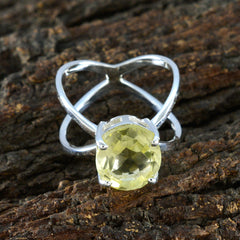 Meera Yellow Solitaire Gemstone Ring with Silver Band