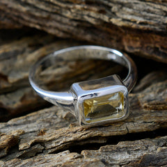 Isabelle Yellow Solitaire Gemstone Ring in Silver