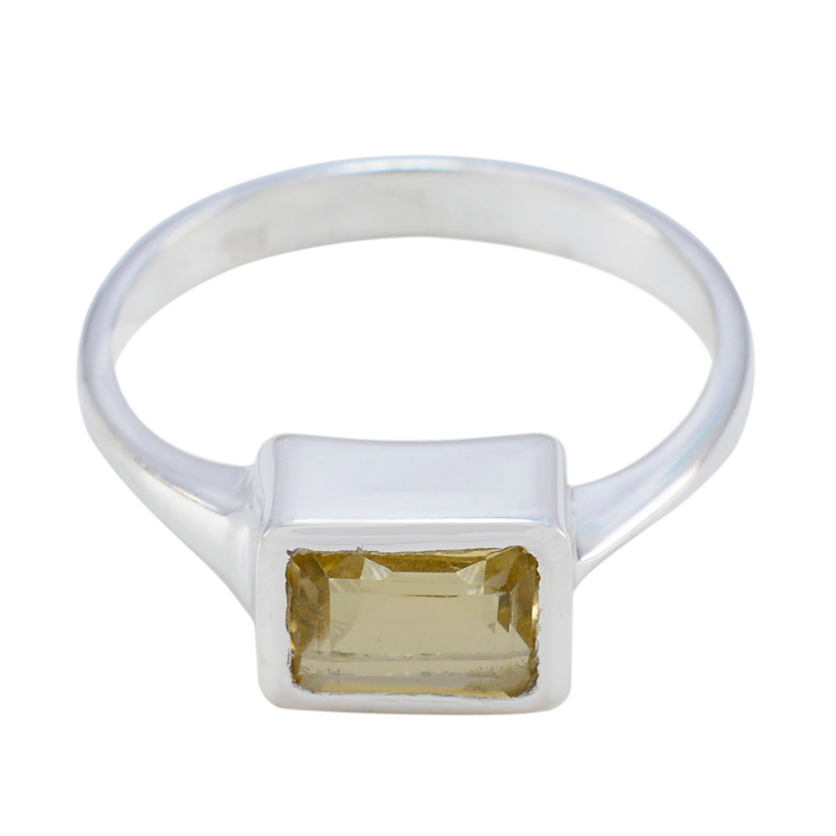 Isabelle Yellow Solitaire Gemstone Ring in Silver Citrine Yellow