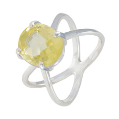 Meera Yellow Solitaire Gemstone Ring with Silver Band