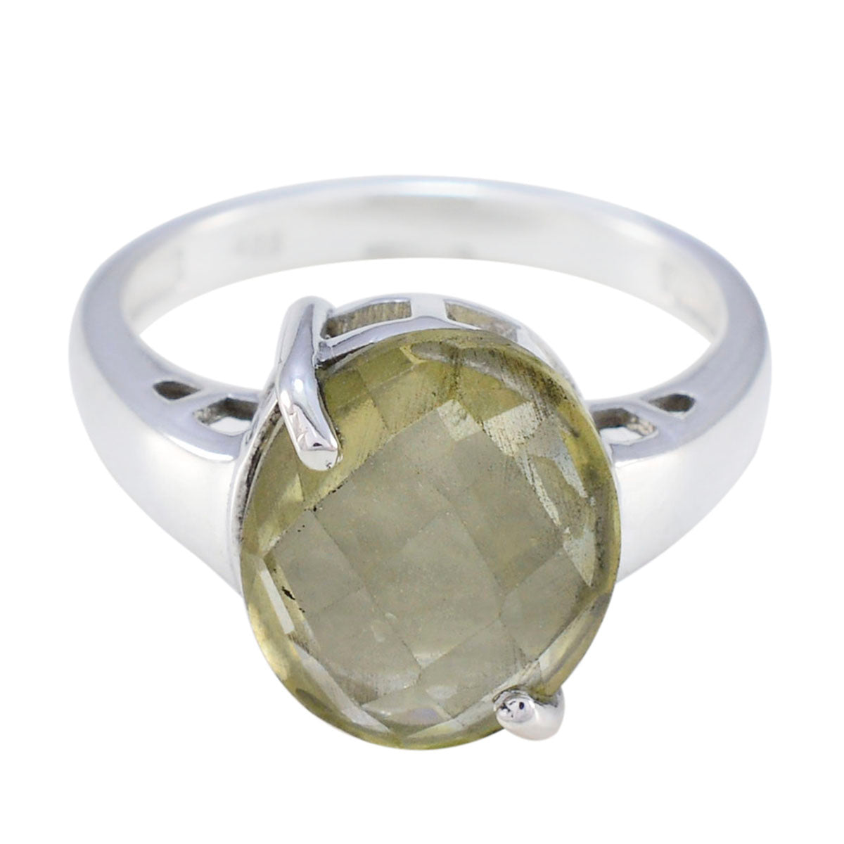 Saanvi Yellow Solitaire Ring India with Gemstone Lemon Quartz Yellow
