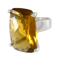 Bianca Yellow Solitaire Ring with Large Gemstone Citrine Yellow