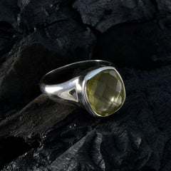 Sarah Yellow Solitaire Ring Modern Design Silver Band
