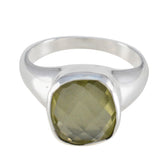 Sarah Yellow Solitaire Ring Modern Design Silver Band Lemon Quartz Yellow