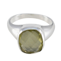 Sarah Yellow Solitaire Ring Modern Design Silver Band Lemon Quartz Yellow
