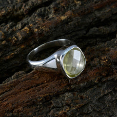 Sarah Yellow Solitaire Ring Modern Design Silver Band