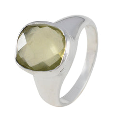 Sarah Yellow Solitaire Ring Modern Design Silver Band