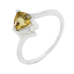 Riya yellow solitaire ring featuring a heart-shaped yellow gemstone set in a silver band