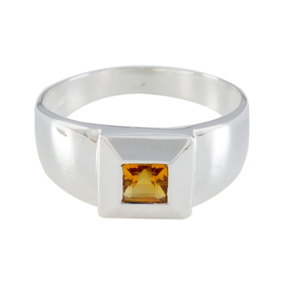 Rebeca Contemporary Yellow Solitaire Ring Citrine Yellow