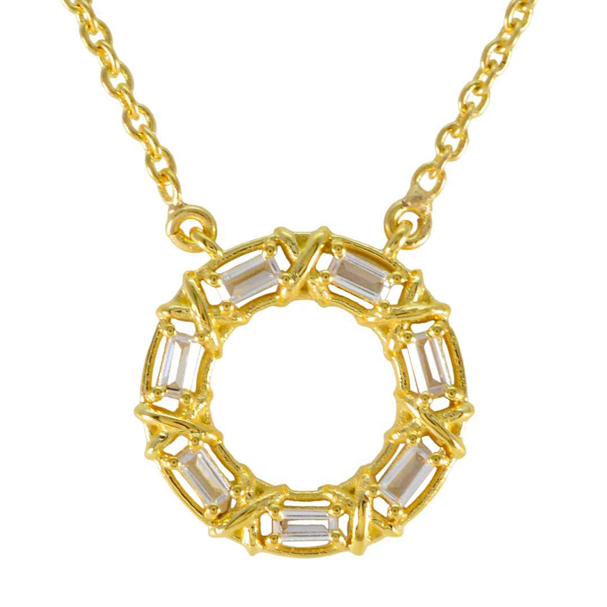 Yasmine Riyo India Designer Pendant with Gold Finish Cubic Zirconia White White