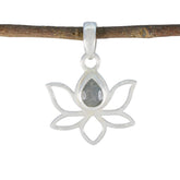 Ida Riyo India Fashion Pendant with Lotus Design Labradorite Grey Grey
