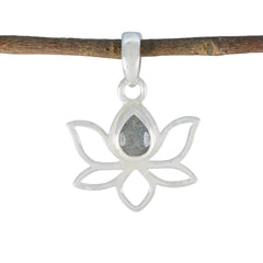 Ida Riyo India Fashion Pendant with Lotus Design Labradorite Grey Grey