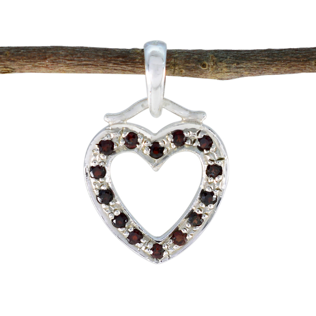 Meera Riyo India Pendant Collection - Heart Design Garnet Red Red